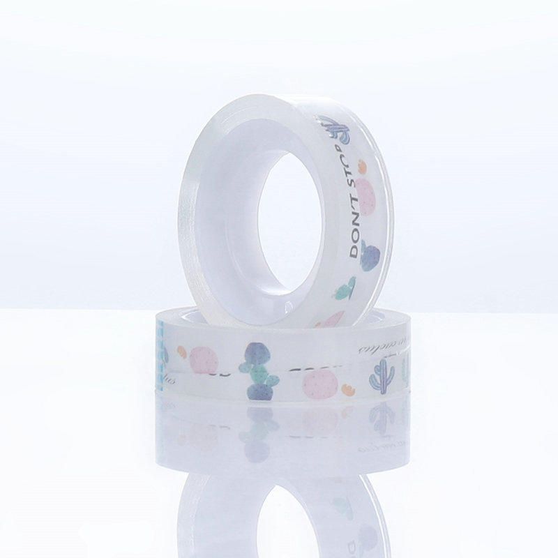 Printed Custom kawaii super waterproof Clear tape invisible school office 12mm stationery tape