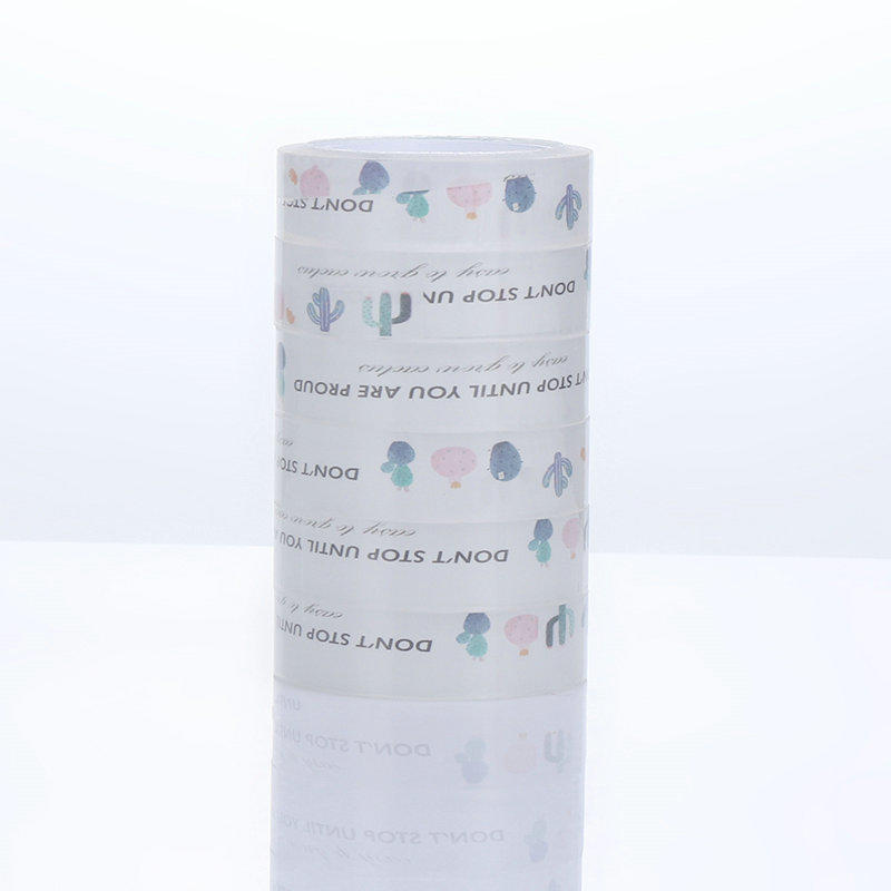 Printed Custom kawaii super waterproof Clear tape invisible school office 12mm stationery tape