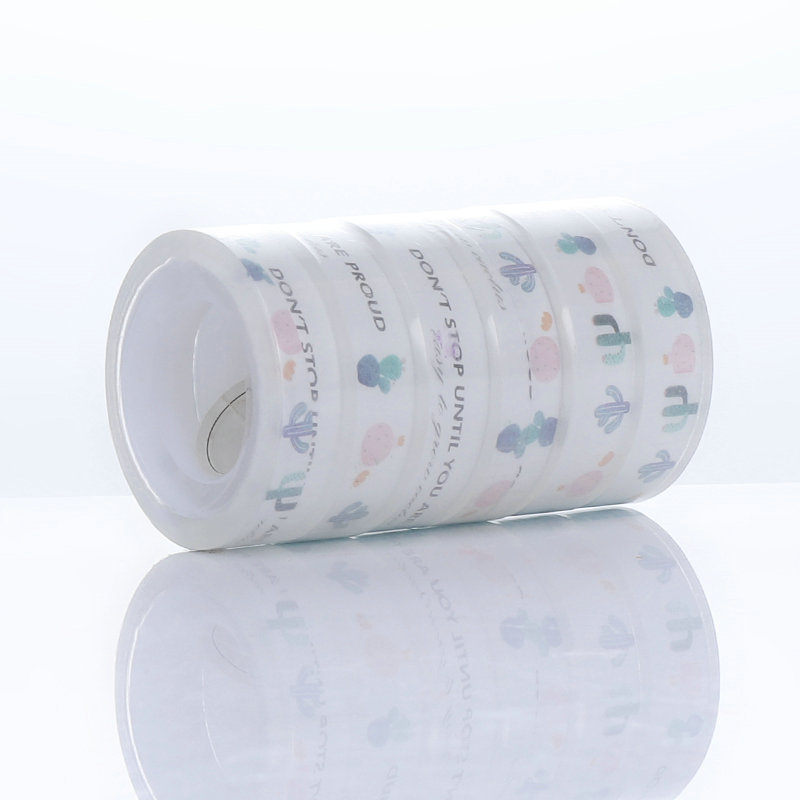 Printed Custom kawaii super waterproof Clear tape invisible school office 12mm stationery tape