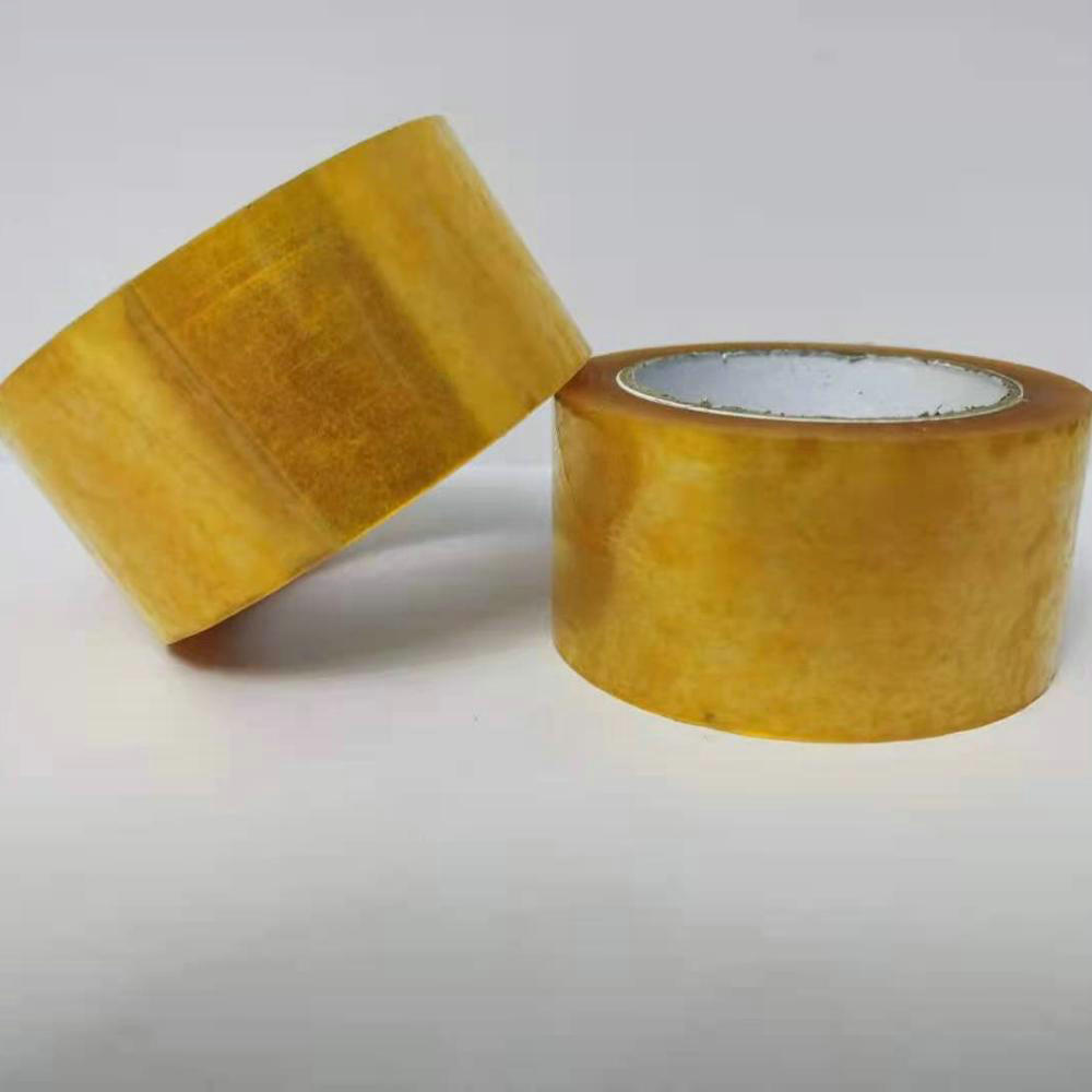 Clear and brown golden very sticky adhesive box packing tape shipping moving opp carton tape